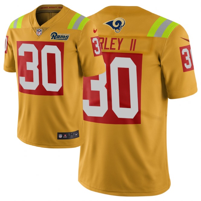 Men Nike NFL Los Angeles Rams #30 todd gurley Limited city edition gold jersey->buffalo bills->NFL Jersey